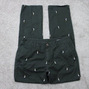 Bonobos AOP Chino Pants Mens 32x32 Green Penguin All Over Print Slim Fit Stretch